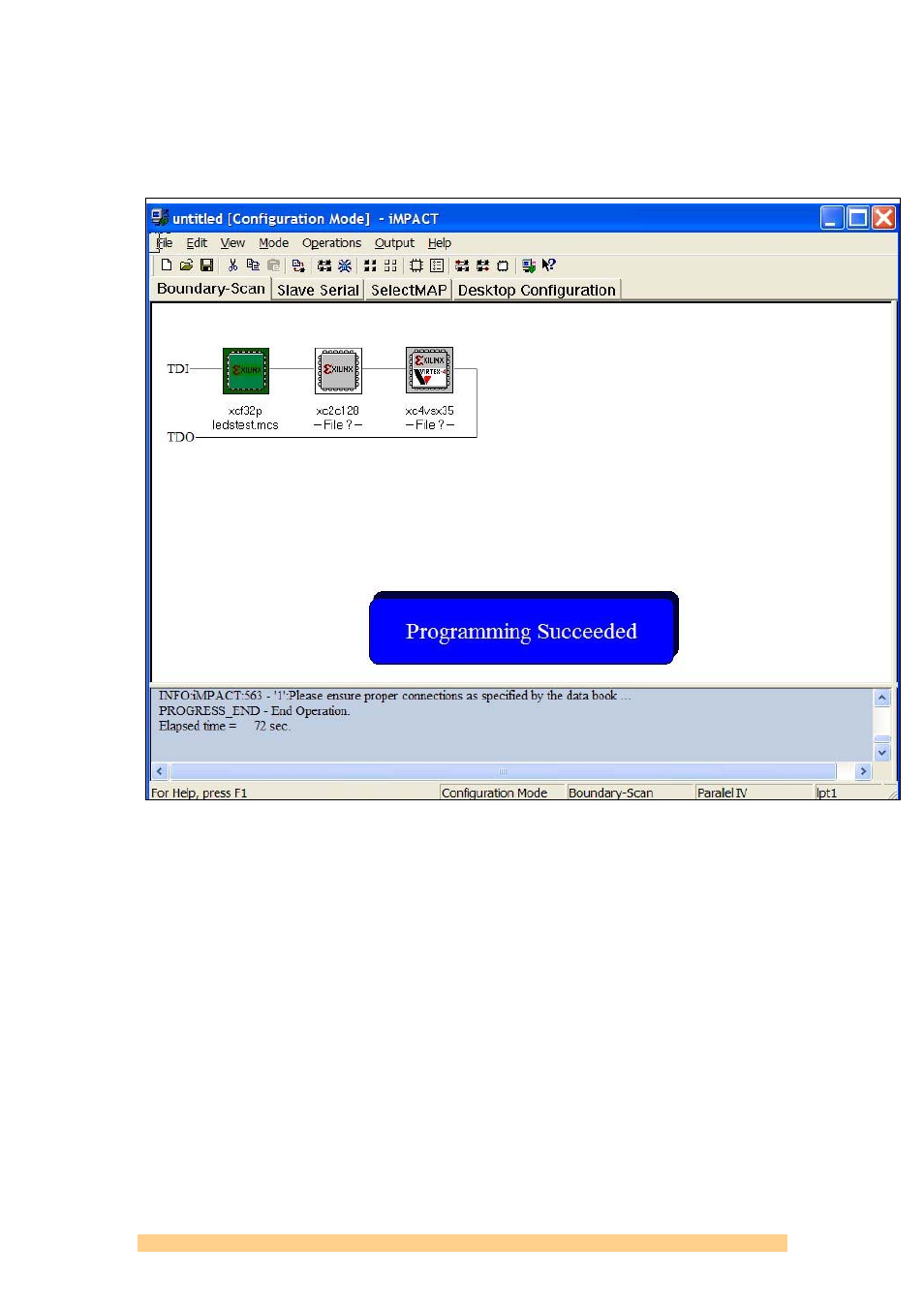 Figure 12: programming succeeded | Sundance SMT368 User Manual | Page 19 / 24