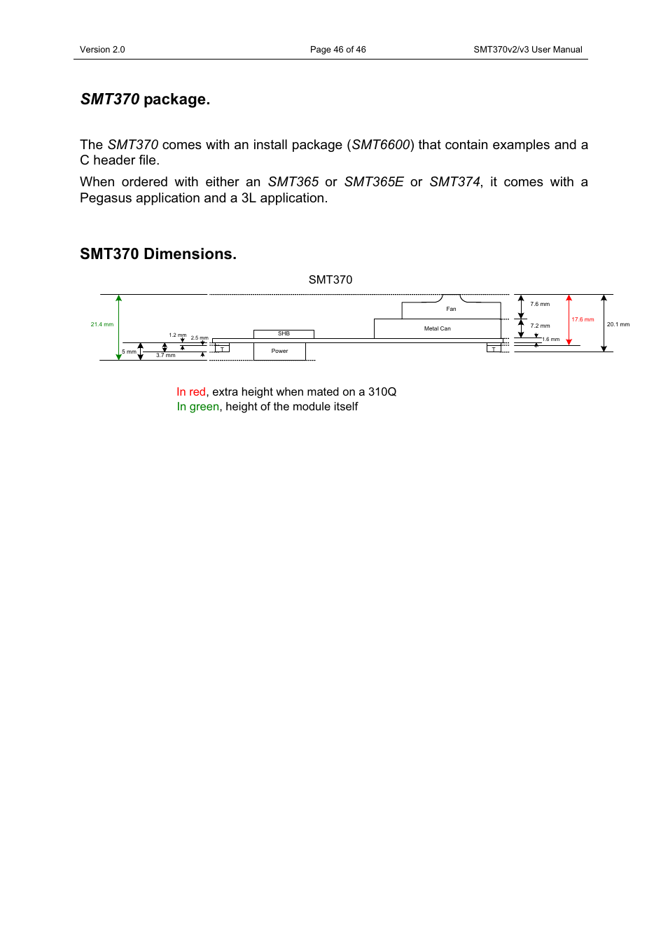 Smt370 package, Smt370 dimensions, Smt370 | Sundance SMT370v2 User Manual | Page 46 / 46