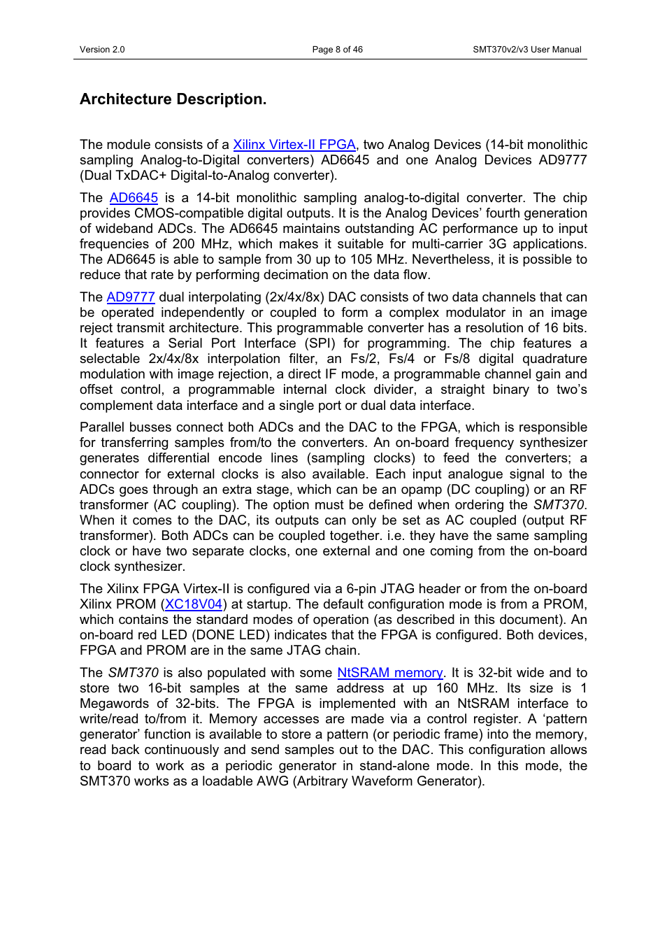 Architecture description | Sundance SMT370v2 User Manual | Page 8 / 46