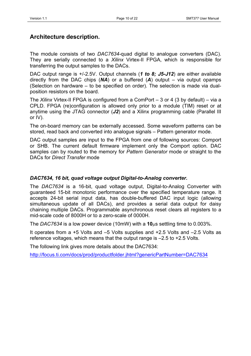 Architecture description | Sundance SMT377 User Manual | Page 10 / 22