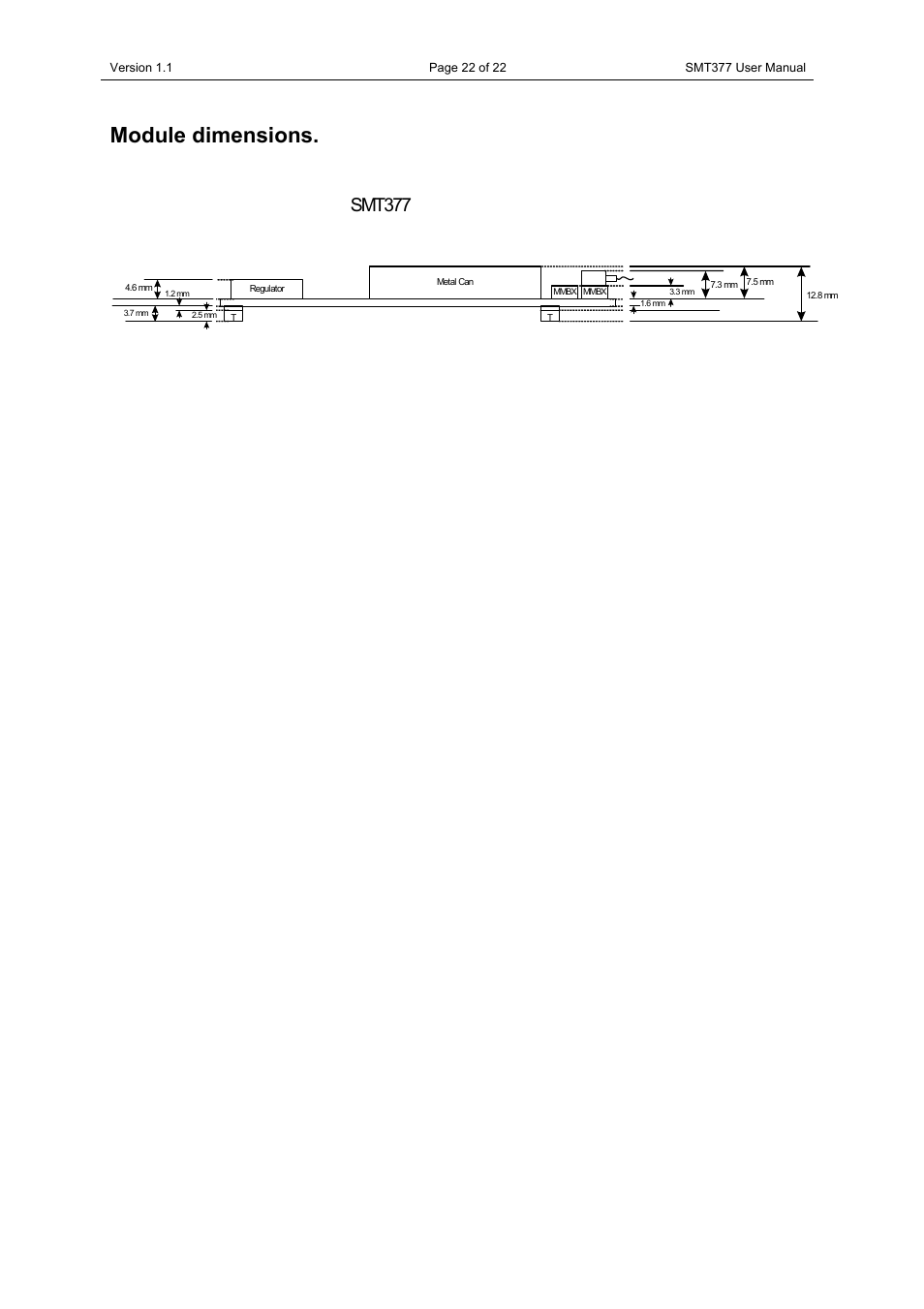 Module dimensions, Smt377 | Sundance SMT377 User Manual | Page 22 / 22