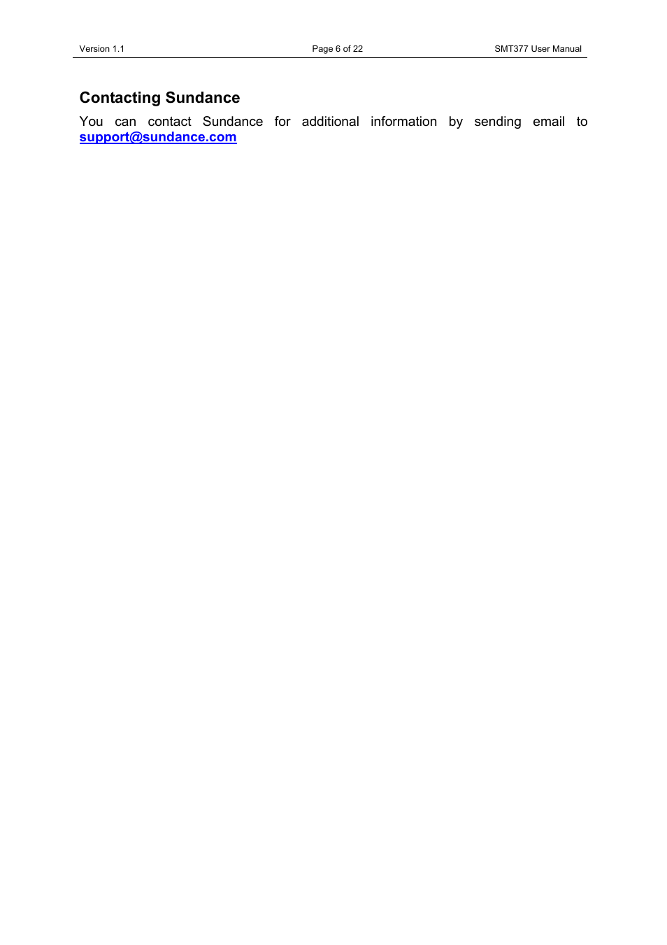 Contacting sundance | Sundance SMT377 User Manual | Page 6 / 22