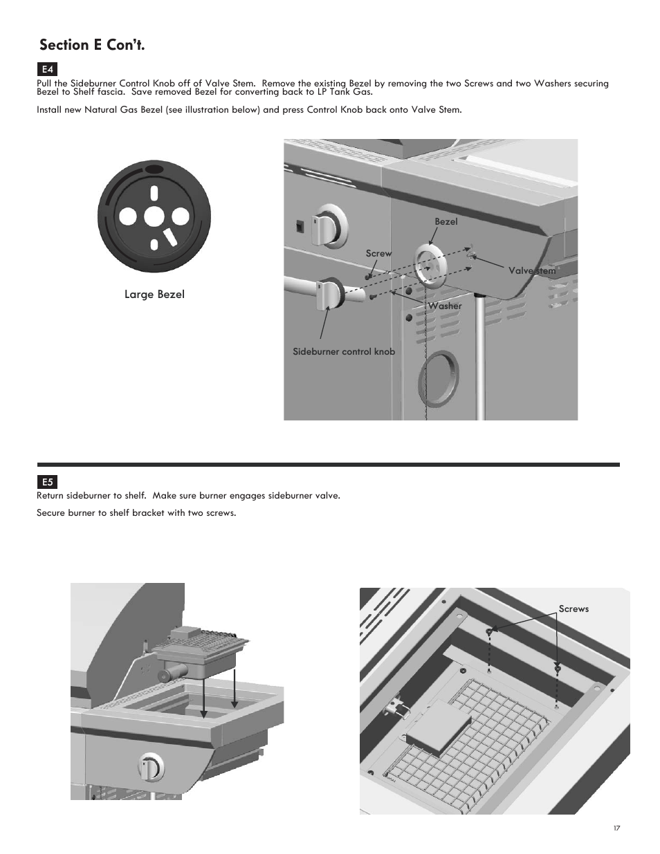 Large bezel | Char-Broil NATURAL GAS CONVERSION KIT 7116572 User Manual | Page 17 / 24