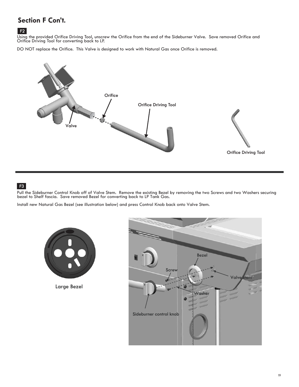 Large bezel | Char-Broil NATURAL GAS CONVERSION KIT 7116572 User Manual | Page 19 / 24