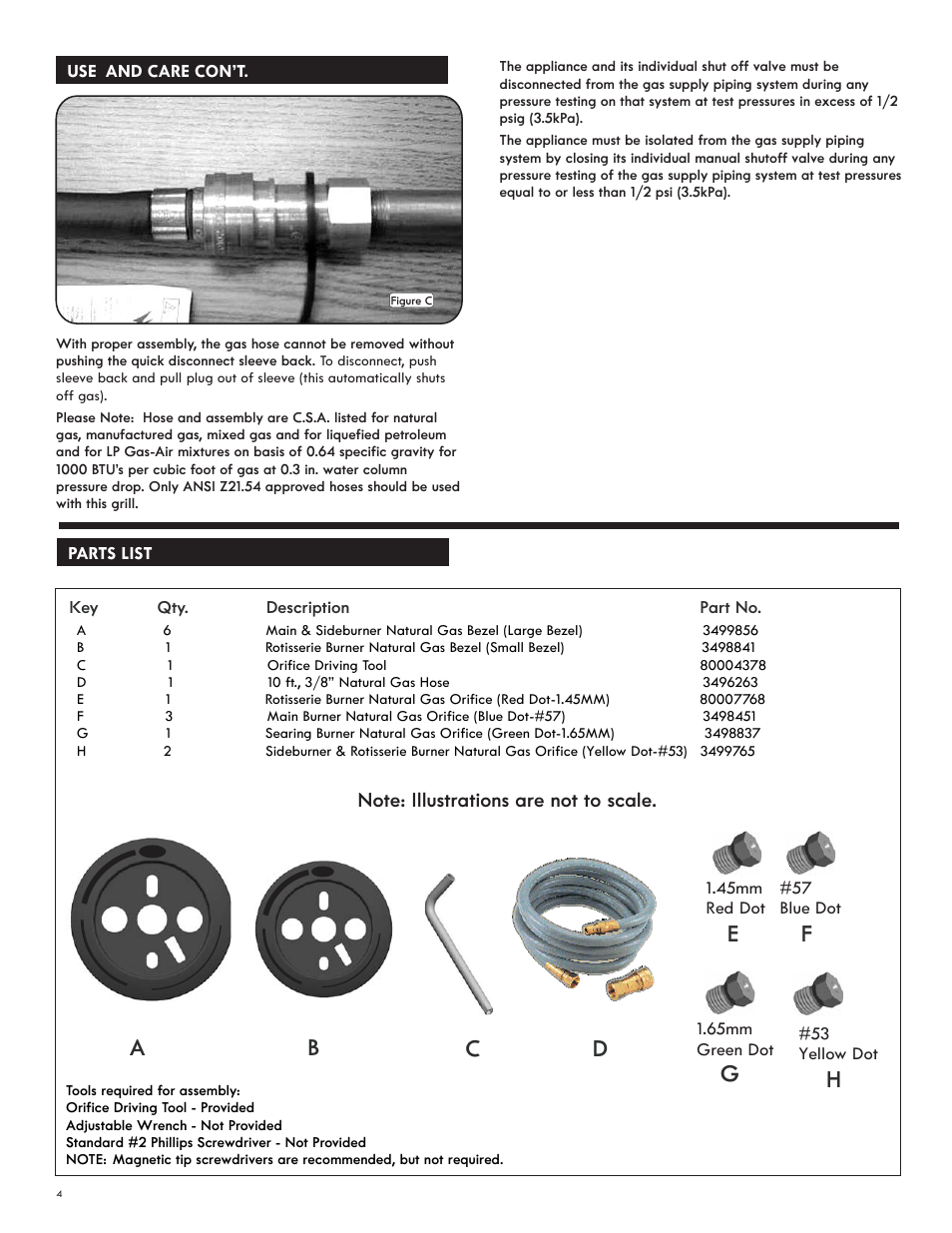 Ac d e | Char-Broil NATURAL GAS CONVERSION KIT 7116572 User Manual | Page 4 / 24