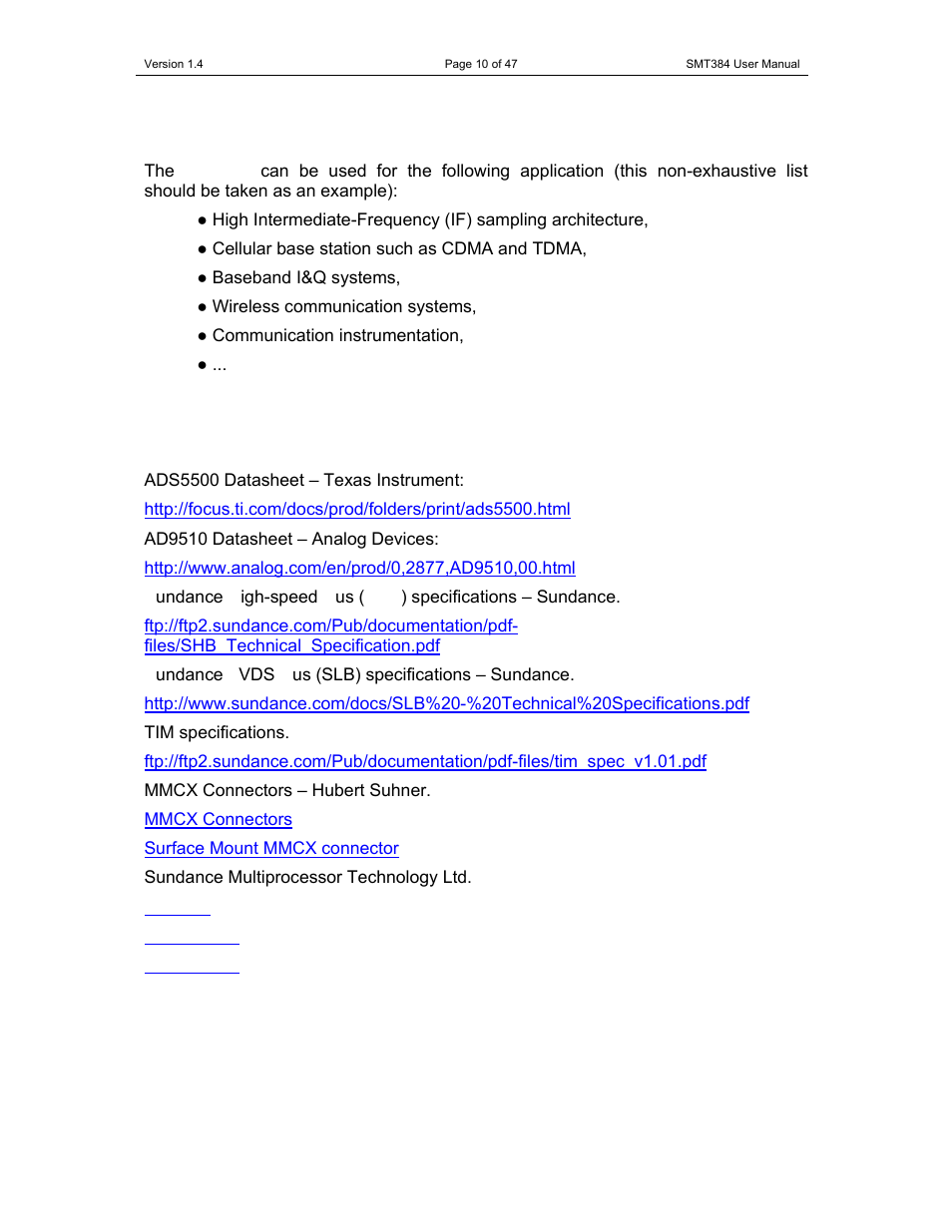 Sundance SMT384 User Manual | Page 10 / 47