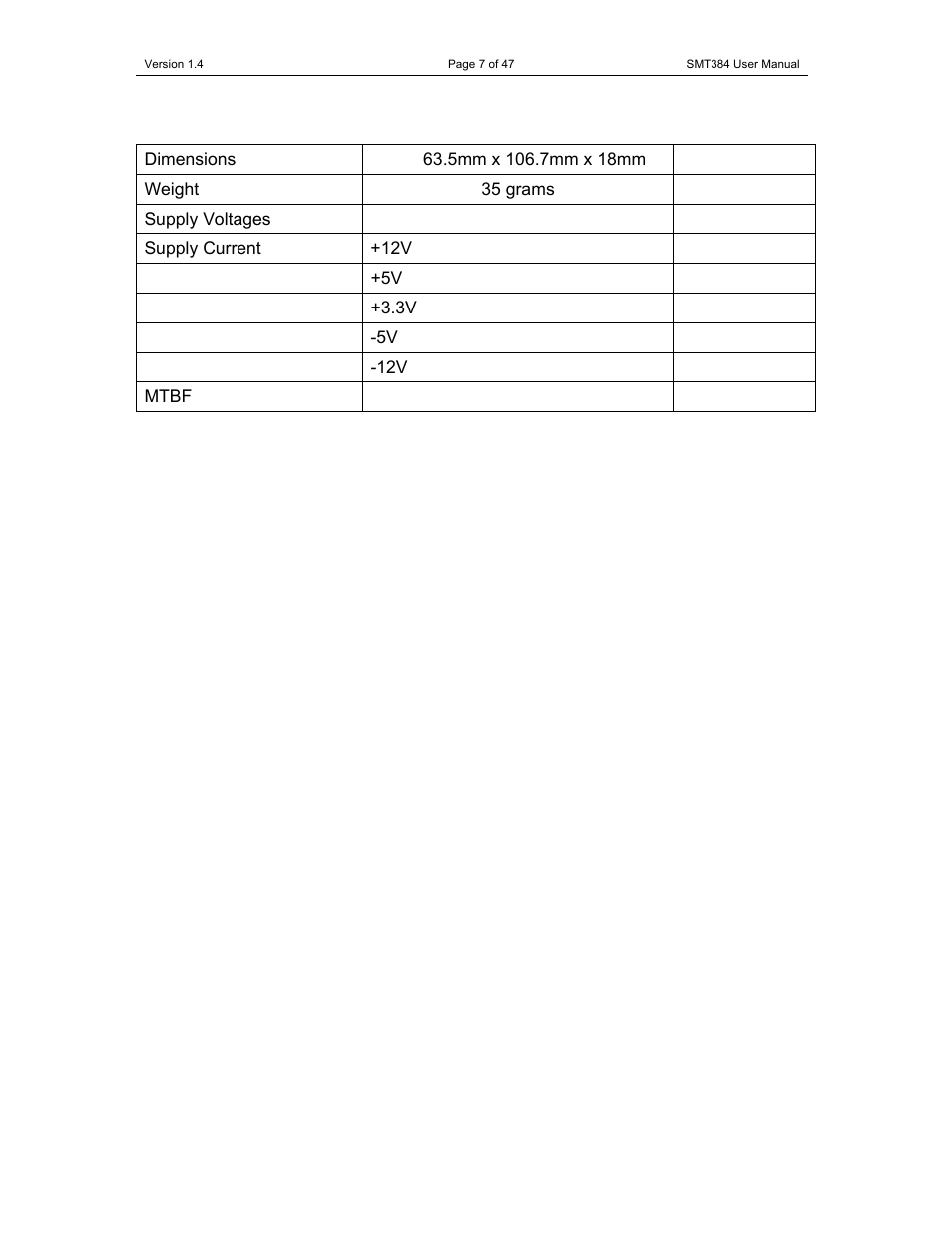 Physical properties | Sundance SMT384 User Manual | Page 7 / 47
