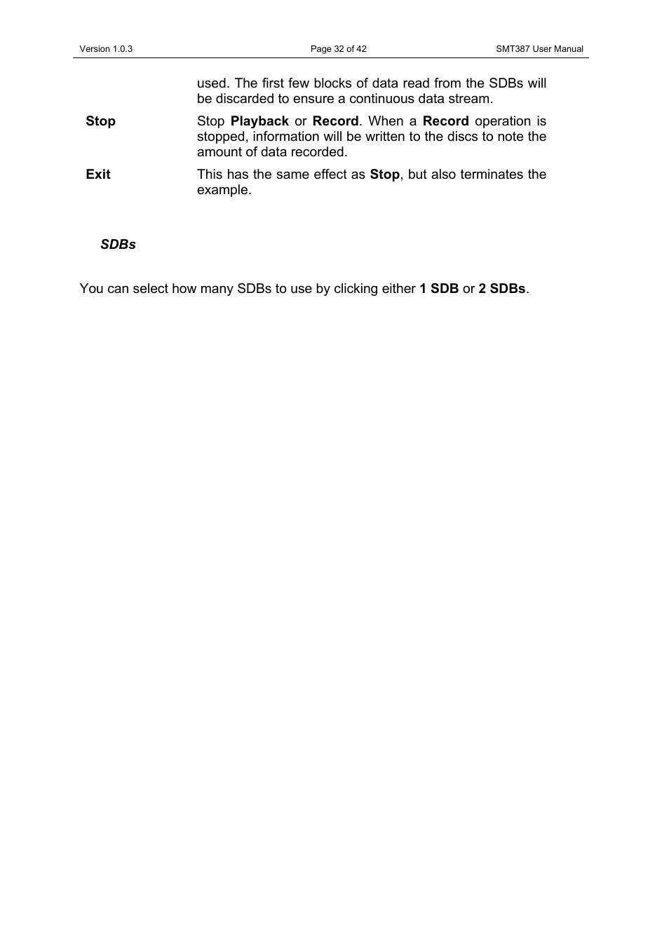 Sdbs | Sundance SMT387 User Manual | Page 32 / 42