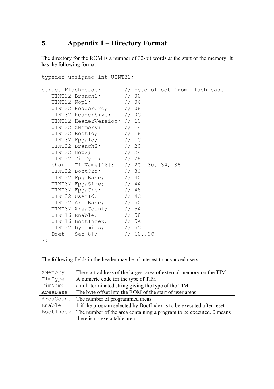 Appendix 1 – directory format | Sundance SMT6001 User Manual | Page 11 / 13