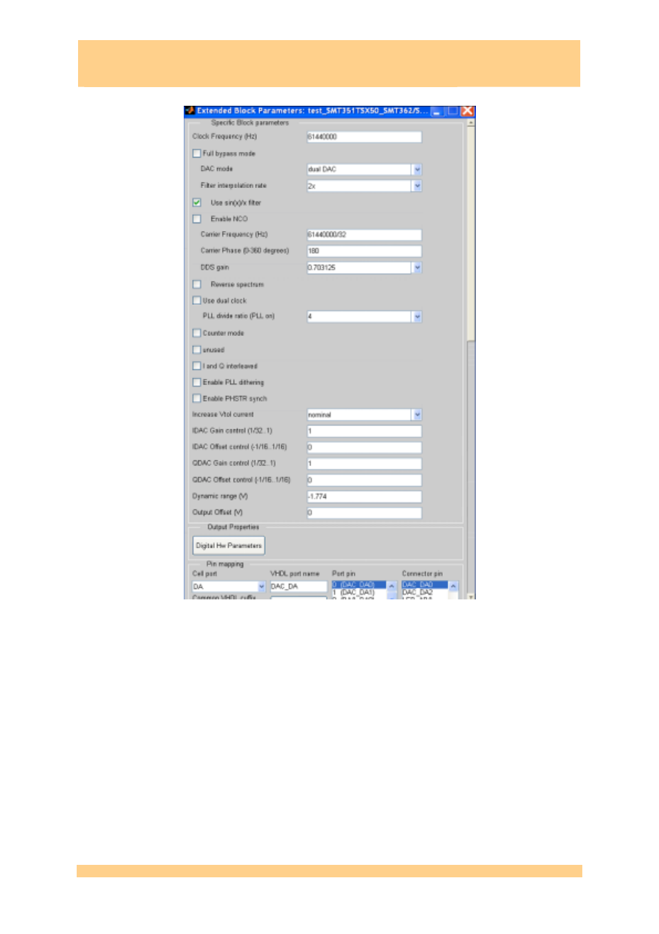 Figure 41: dac configuration, Smt6040, Sundance simulink toolbox | Sundance SMT6040 User Manual | Page 46 / 53