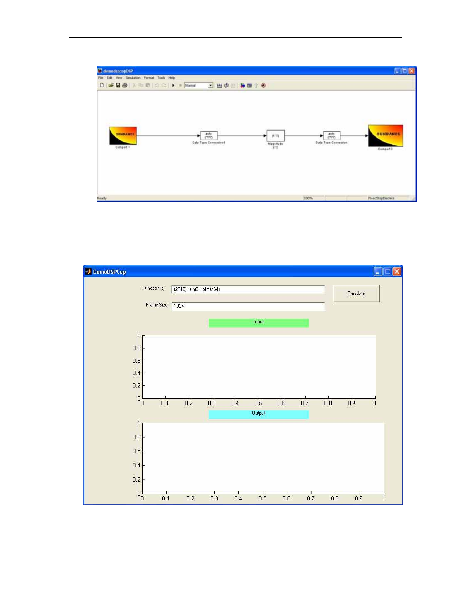 Figure 9 matlab demo window, Figure 10 demodspcop results window | Sundance SMT6050 User Manual | Page 19 / 20