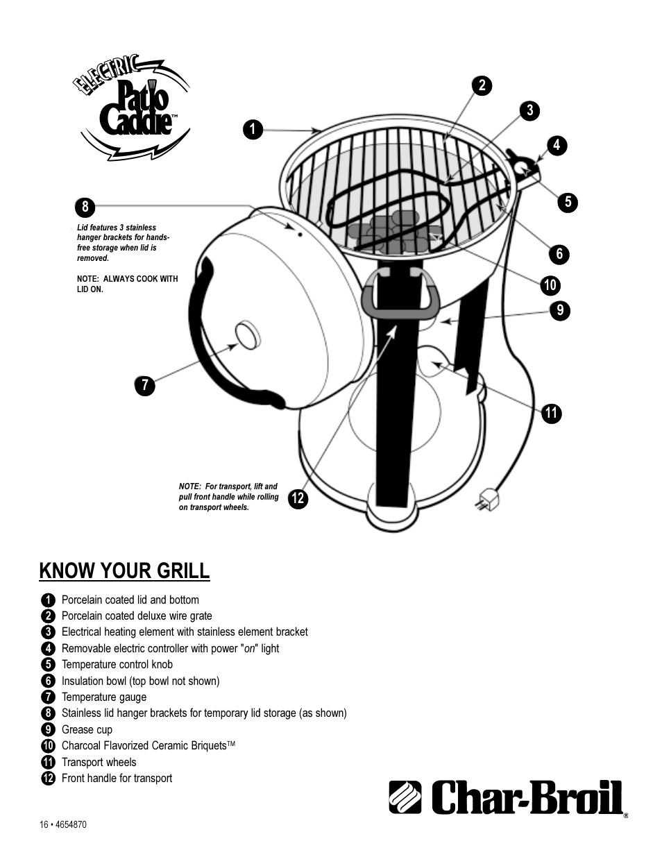 Know your grill | Char-Broil 4654870 User Manual | Page 16 / 16