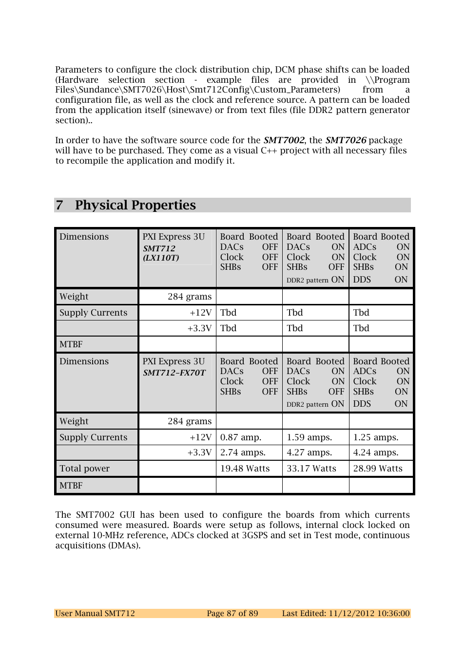 7physical properties | Sundance SMT712 User Manual | Page 87 / 89