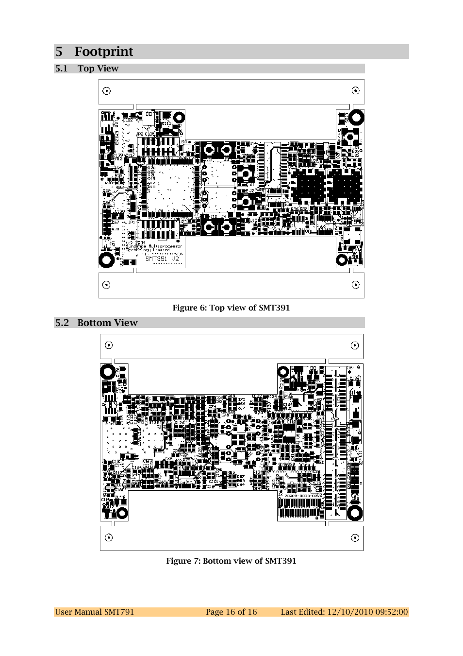 5 footprint, 1 top view, 2 bottom view | Footprint, 1 top view 5.2 bottom view | Sundance SMT791 User Manual | Page 16 / 23