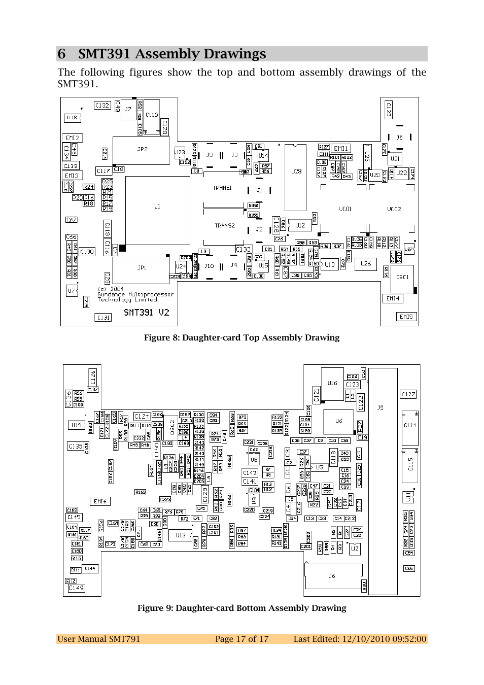 6 smt391 assembly drawings, Smt391 assembly drawings | Sundance SMT791 User Manual | Page 17 / 23