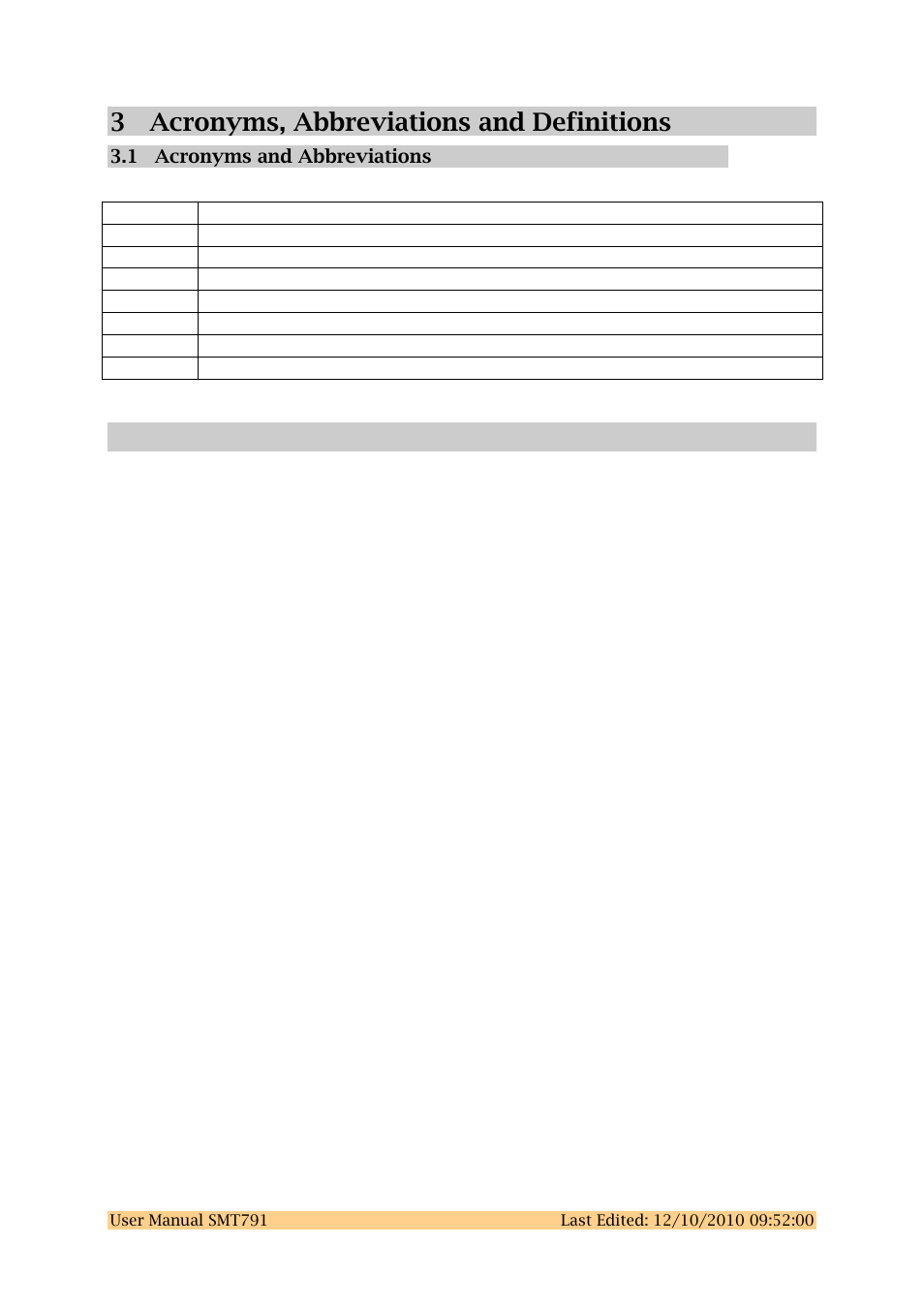 3 acronyms, abbreviations and definitions, 1 acronyms and abbreviations, Acronyms, abbreviations and definitions | Sundance SMT791 User Manual | Page 7 / 23