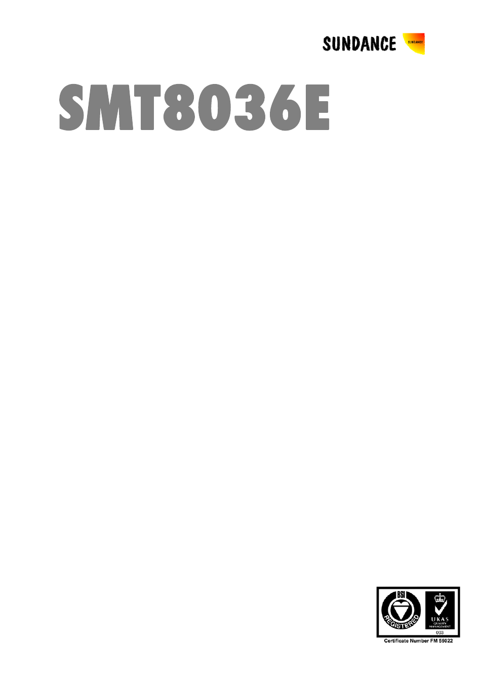 Sundance SMT8036E User Manual | 12 pages