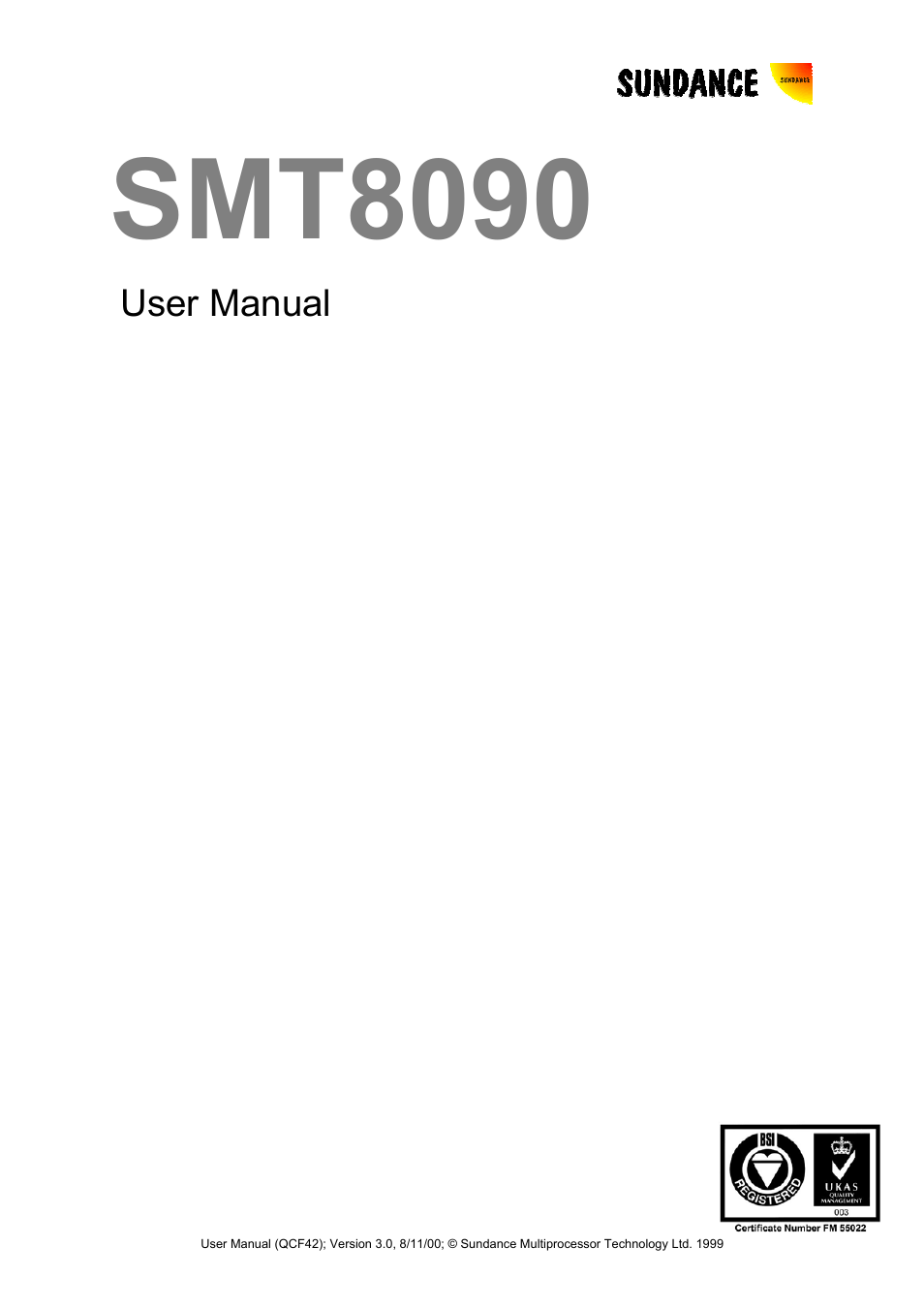 Sundance SMT8090 User Manual | 10 pages