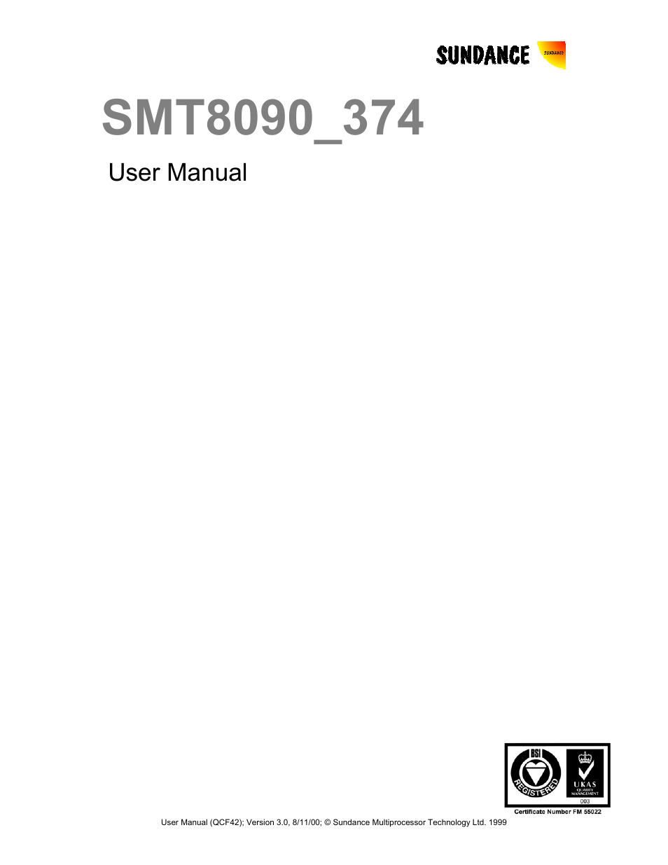 Sundance SMT8090-374 User Manual | 12 pages