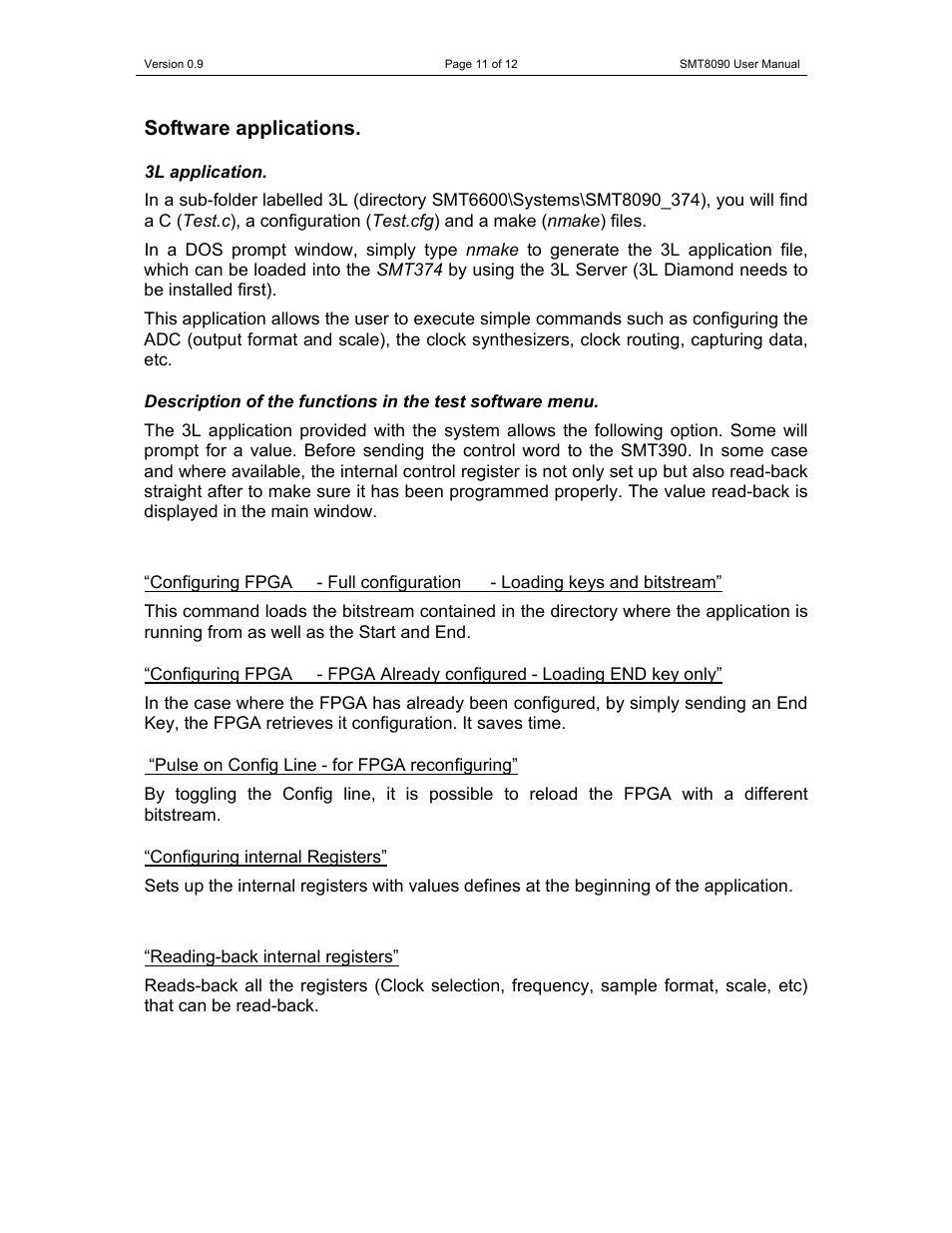 Software applications | Sundance SMT8090-374 User Manual | Page 11 / 12