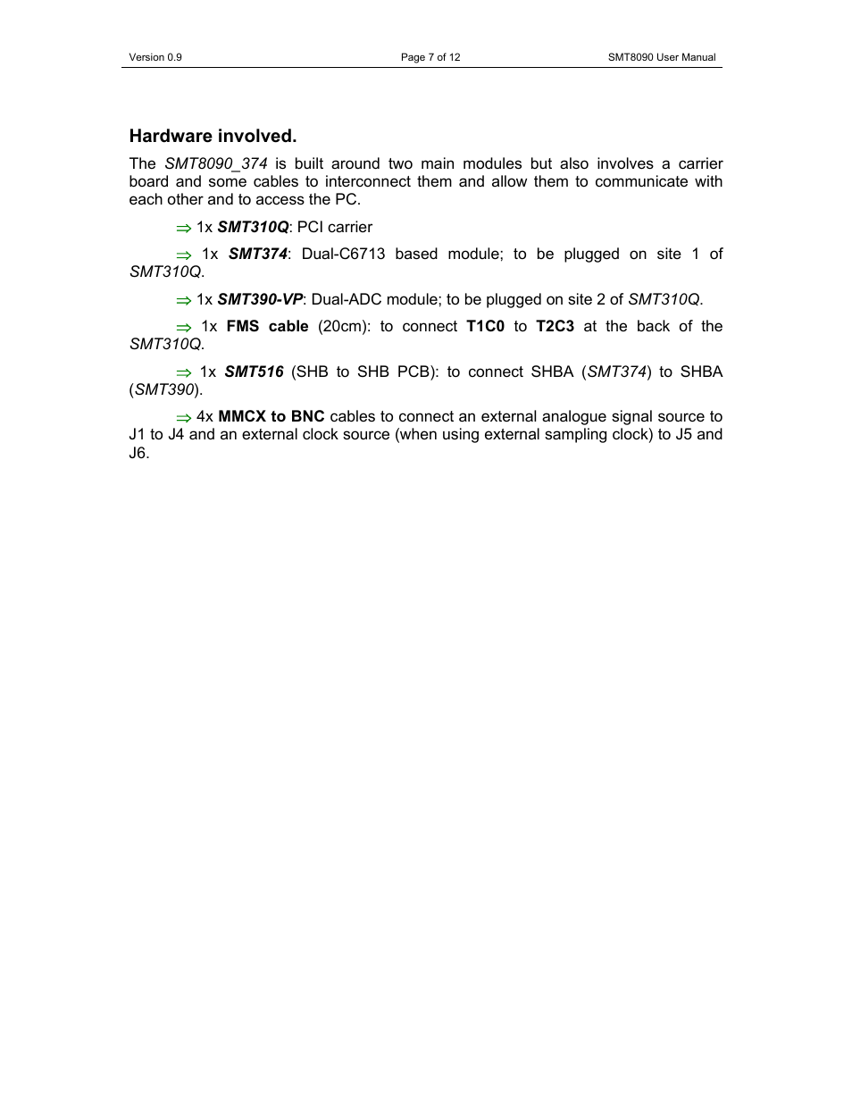 Hardware involved | Sundance SMT8090-374 User Manual | Page 7 / 12