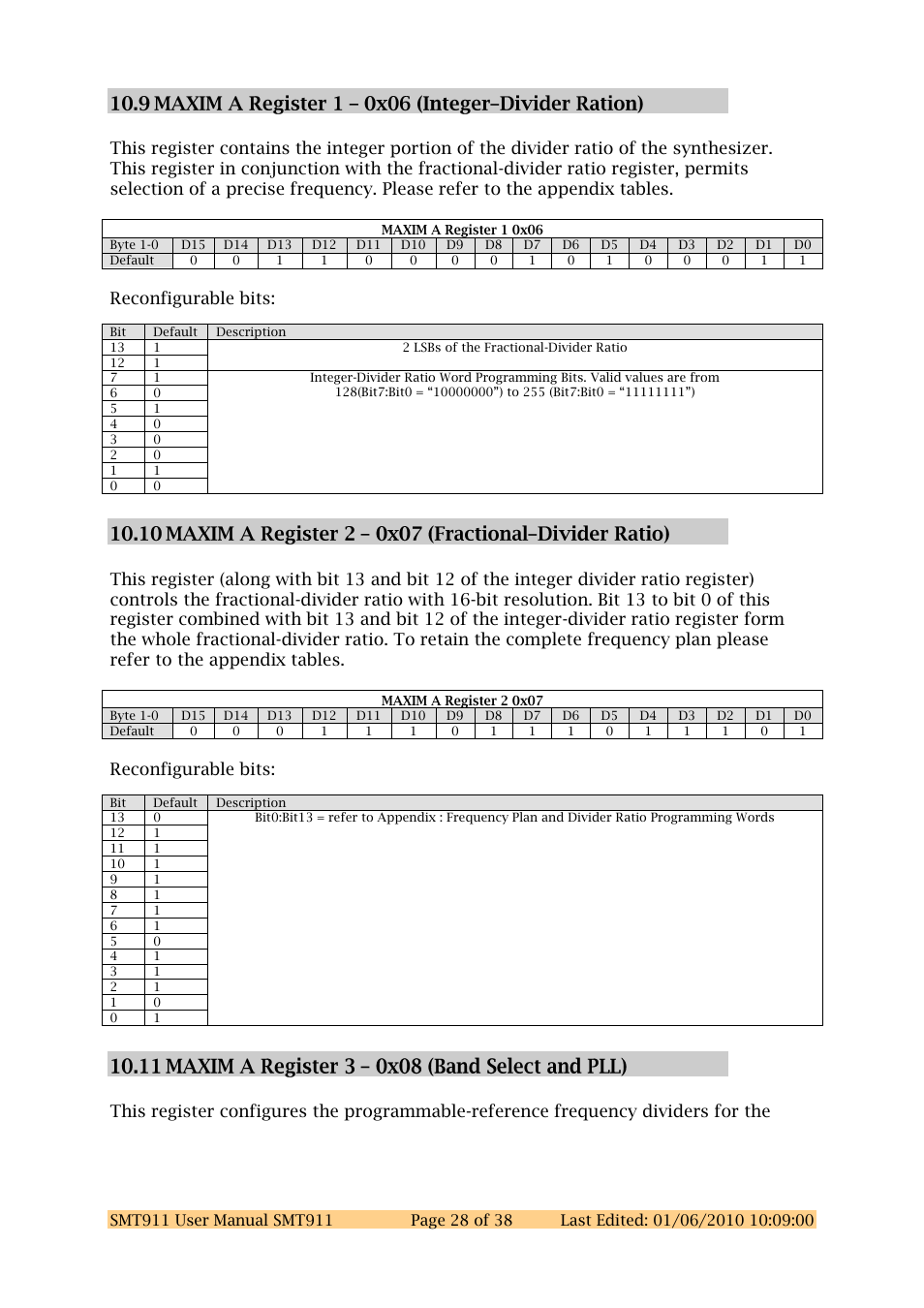 Reconfigurable bits | Sundance SMT911 User Manual | Page 28 / 38