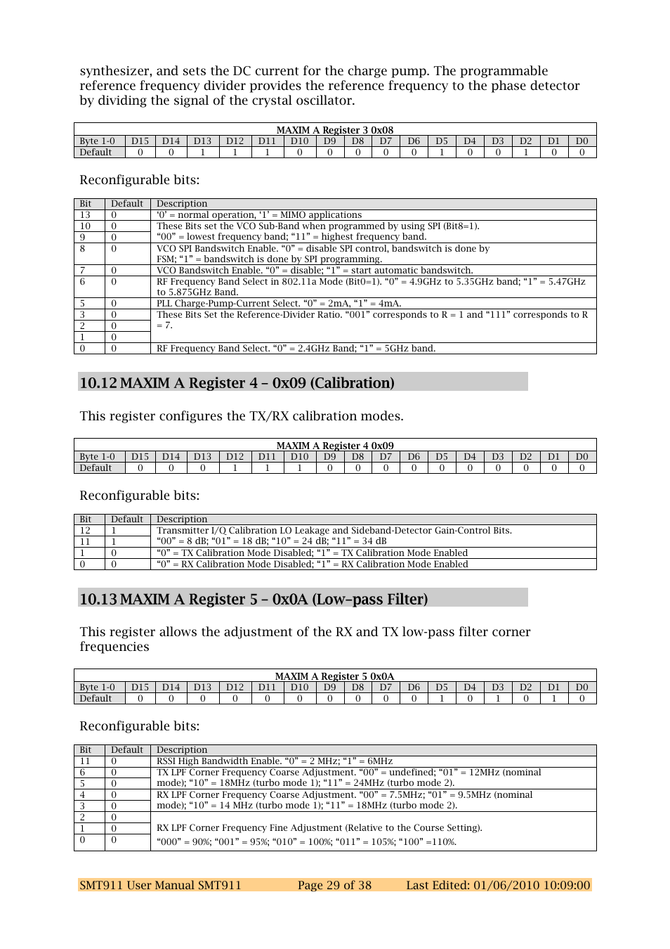Reconfigurable bits | Sundance SMT911 User Manual | Page 29 / 38