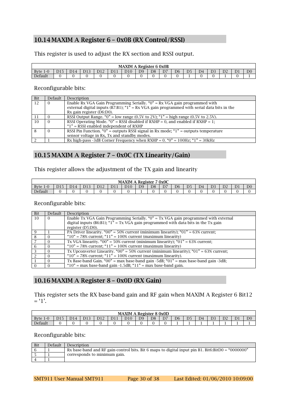 Reconfigurable bits | Sundance SMT911 User Manual | Page 30 / 38