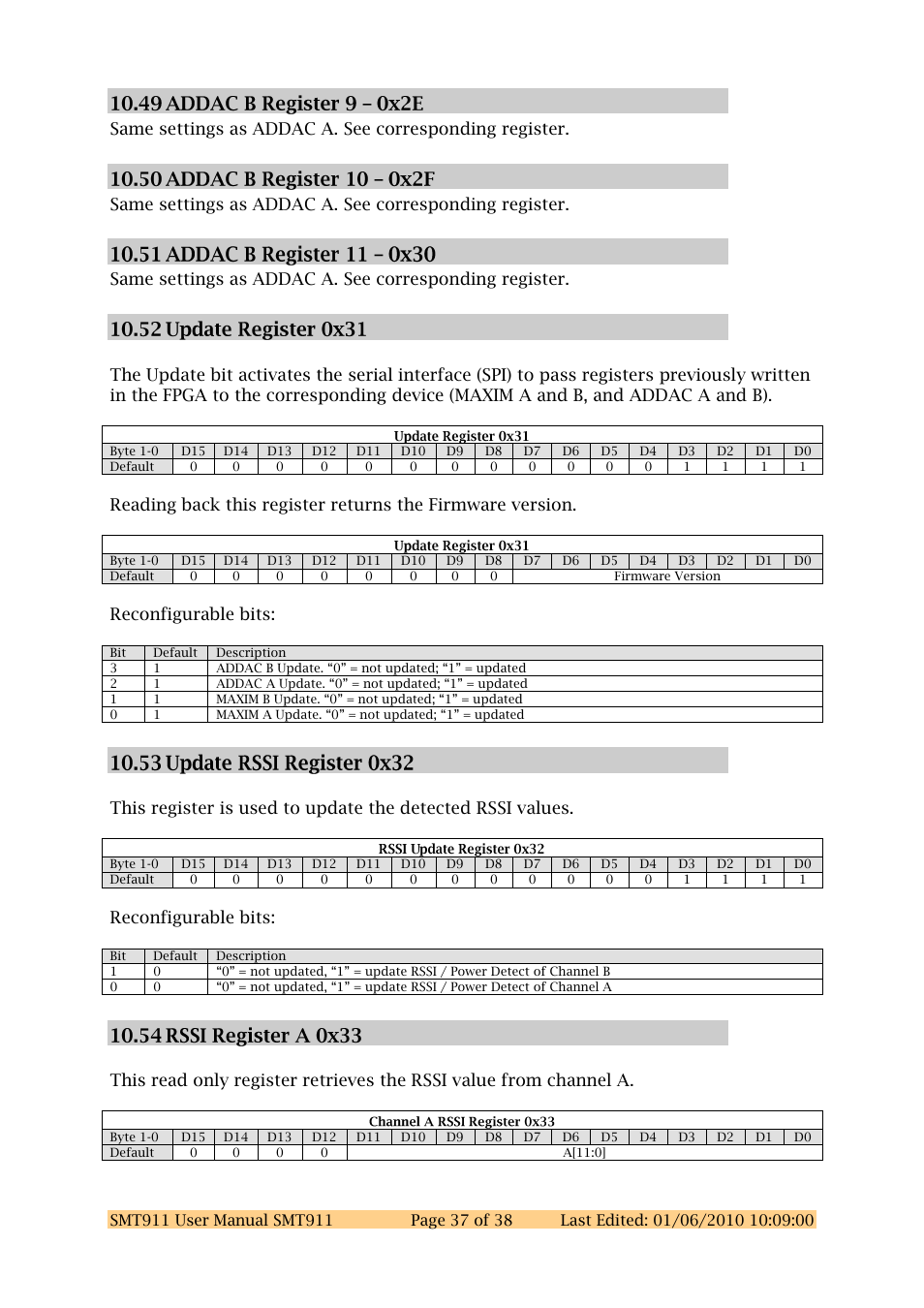 Reconfigurable bits | Sundance SMT911 User Manual | Page 37 / 38