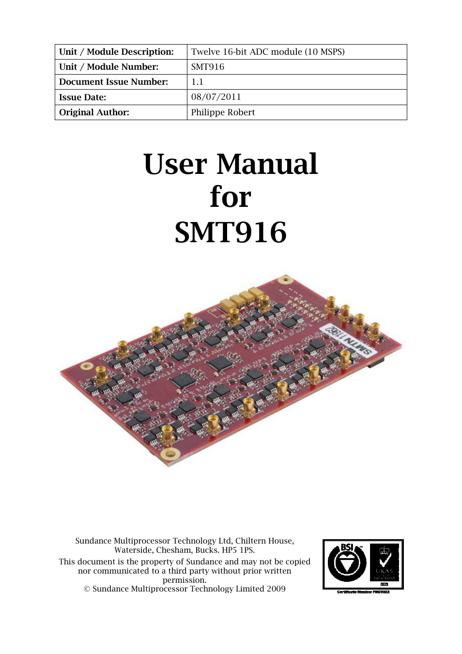 Sundance SMT916 User Manual | 28 pages