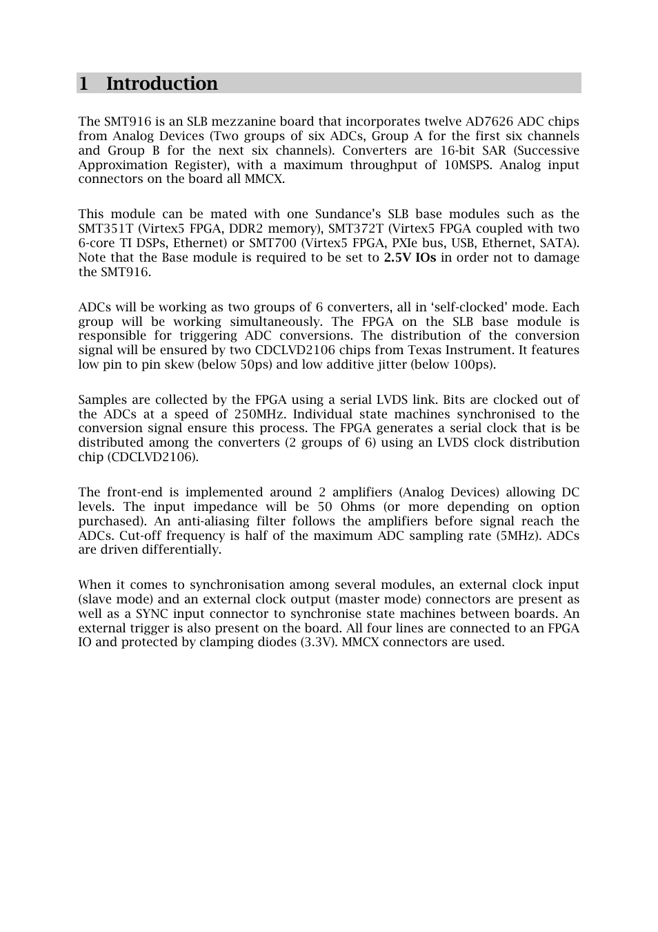 1 introduction | Sundance SMT916 User Manual | Page 6 / 28