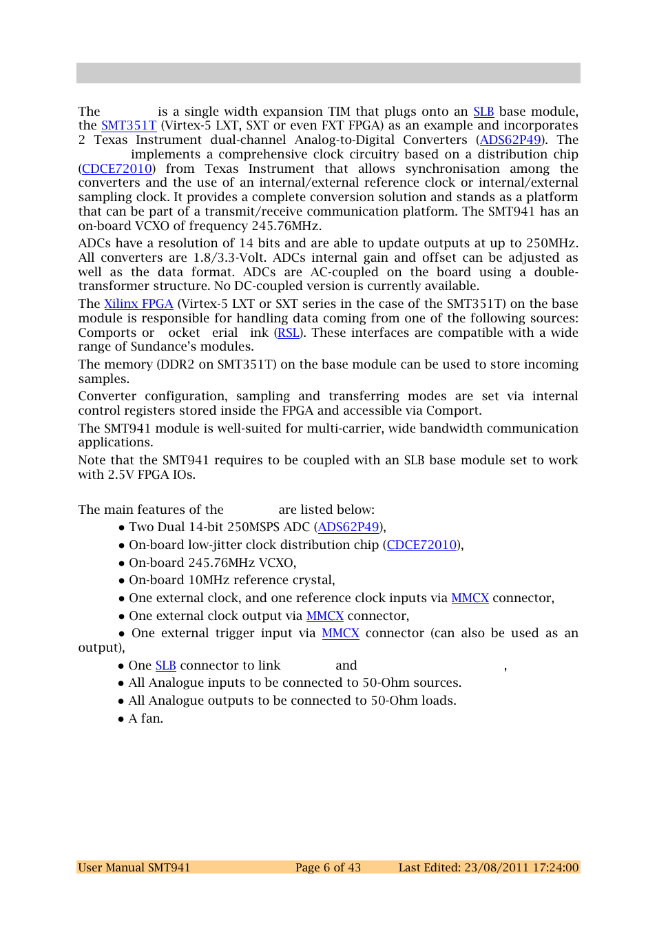 Introduction | Sundance SMT941 User Manual | Page 6 / 43