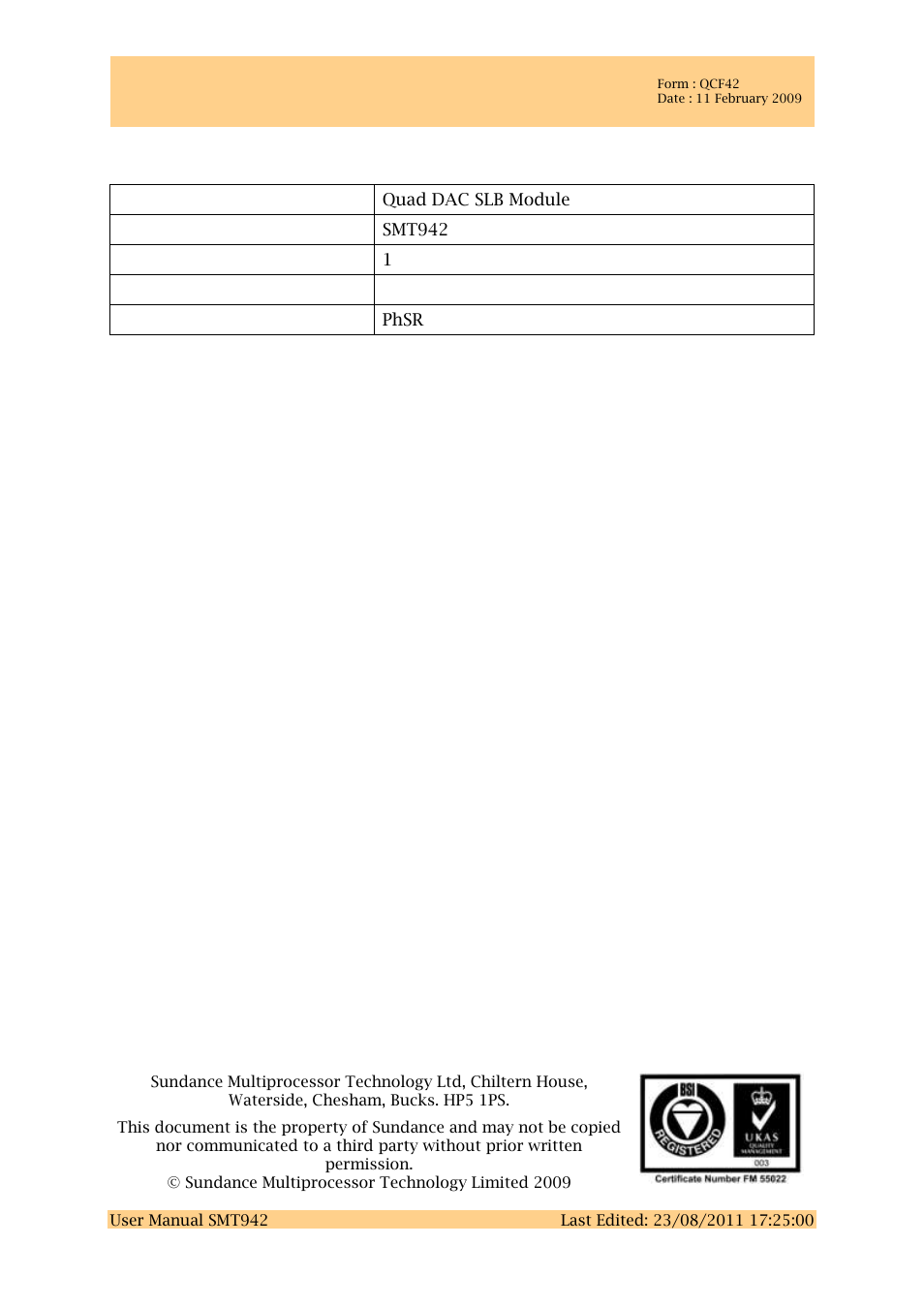 Sundance SMT942 User Manual | 55 pages