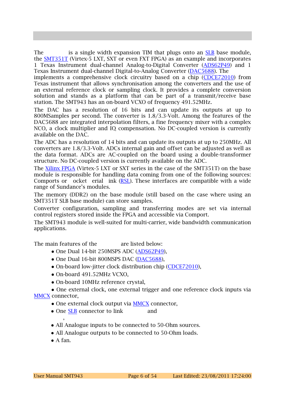 1 introduction | Sundance SMT943 User Manual | Page 6 / 54