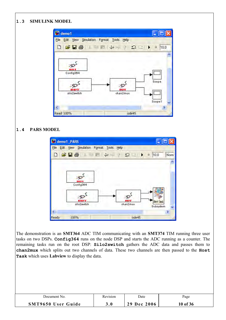 3 simulink model, 4 pars model, Imulink | Odel, 4 pars m | Sundance SMT9650 User Manual | Page 10 / 36