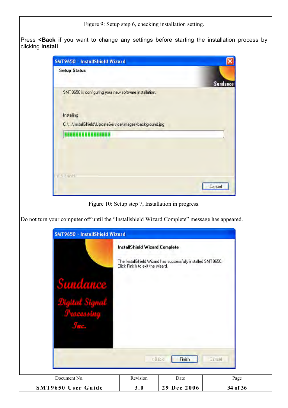 Sundance SMT9650 User Manual | Page 34 / 36