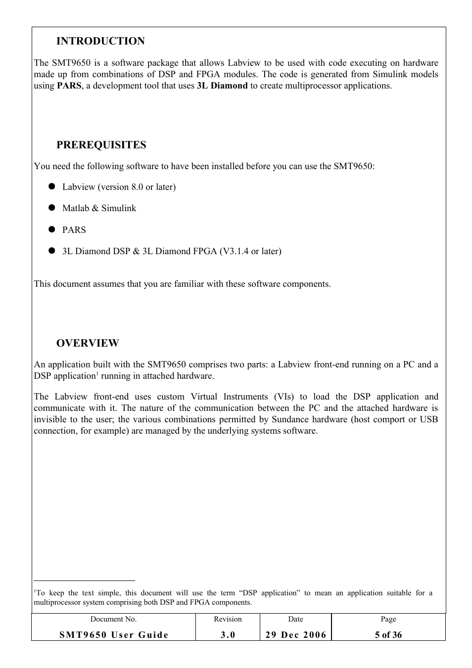 1 introduction, 2 prerequisites, 3 overview | 1introduction, 2prerequisites, 3overview | Sundance SMT9650 User Manual | Page 5 / 36