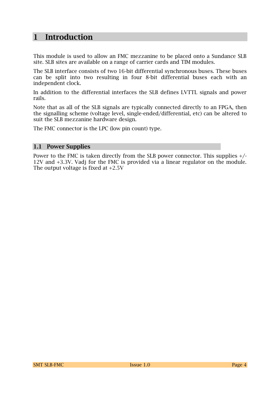 1 introduction | Sundance SMT SLB-FMC User Manual | Page 4 / 12