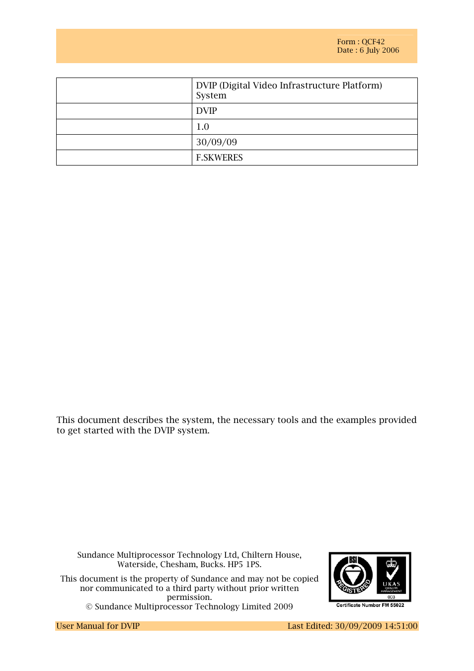 Sundance DVIP User Manual | 11 pages