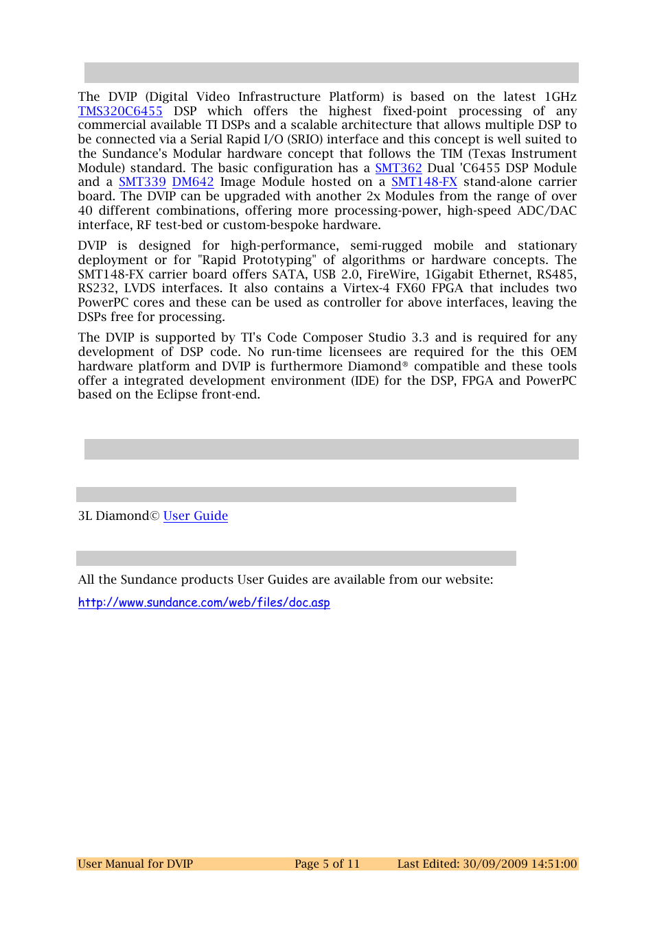 1 introduction, 2 related documents, 1 referenced documents | 2 applicable documents, Introduction, Related documents, Referenced documents, Applicable documents | Sundance DVIP User Manual | Page 5 / 11