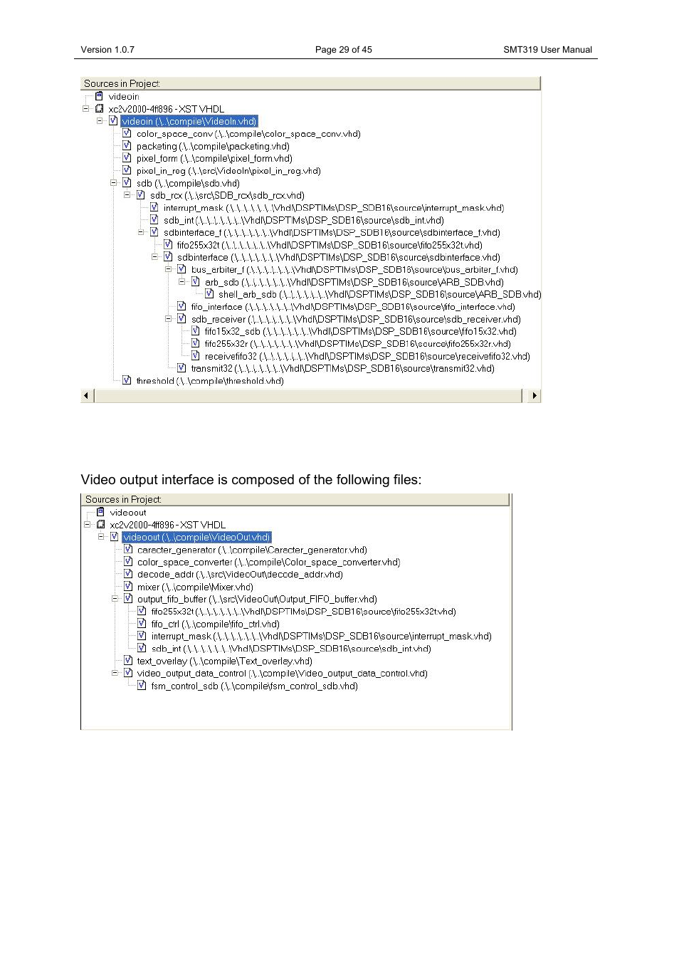 Video output interface | Sundance SMT319 User Manual | Page 29 / 45