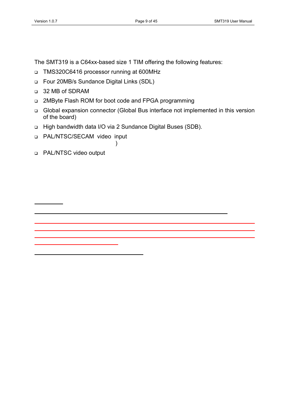 Outline description | Sundance SMT319 User Manual | Page 9 / 45