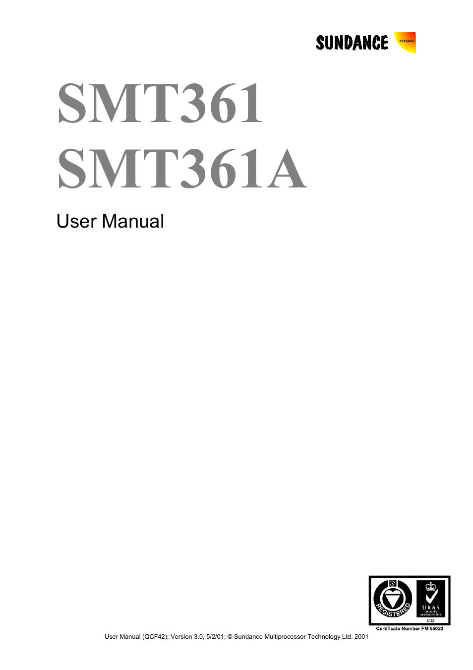 Sundance SMT361 User Manual | 23 pages