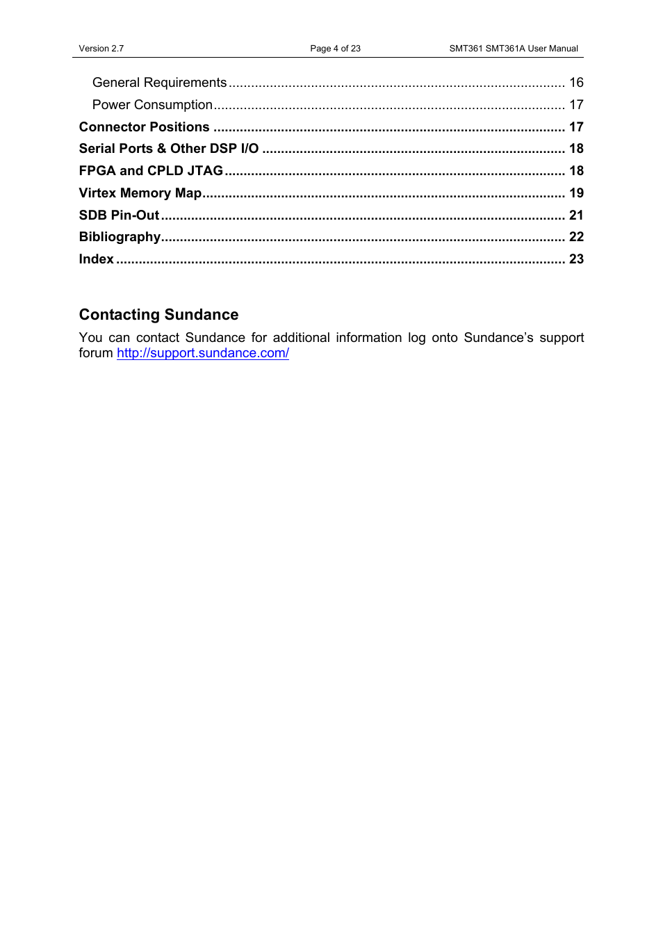 Contacting sundance | Sundance SMT361 User Manual | Page 4 / 23