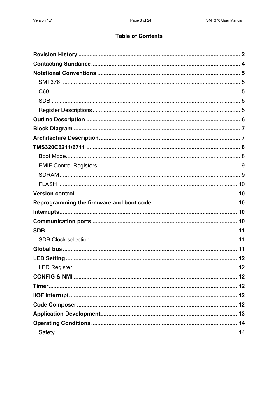Sundance SMT376 User Manual | Page 3 / 24