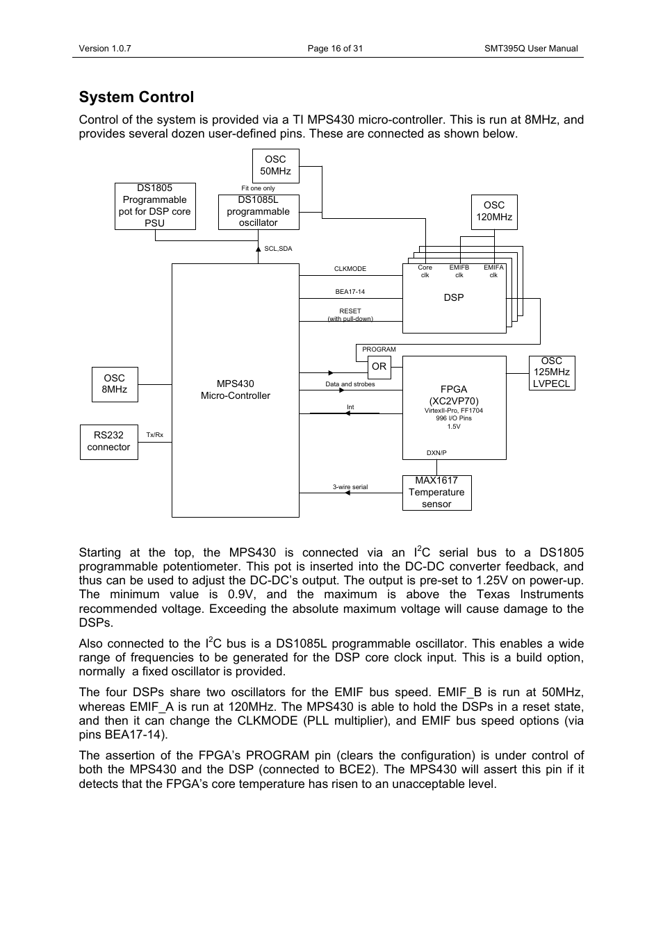 System control | Sundance SMT395Q User Manual | Page 16 / 31