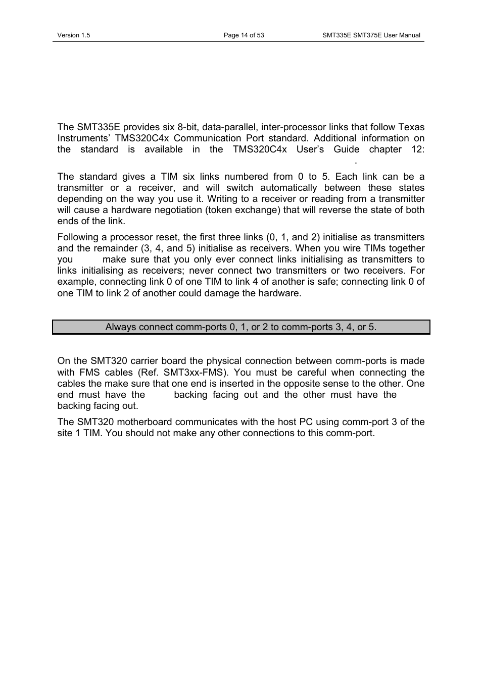 Communication ports, Overview | Sundance SMT335E User Manual | Page 14 / 53