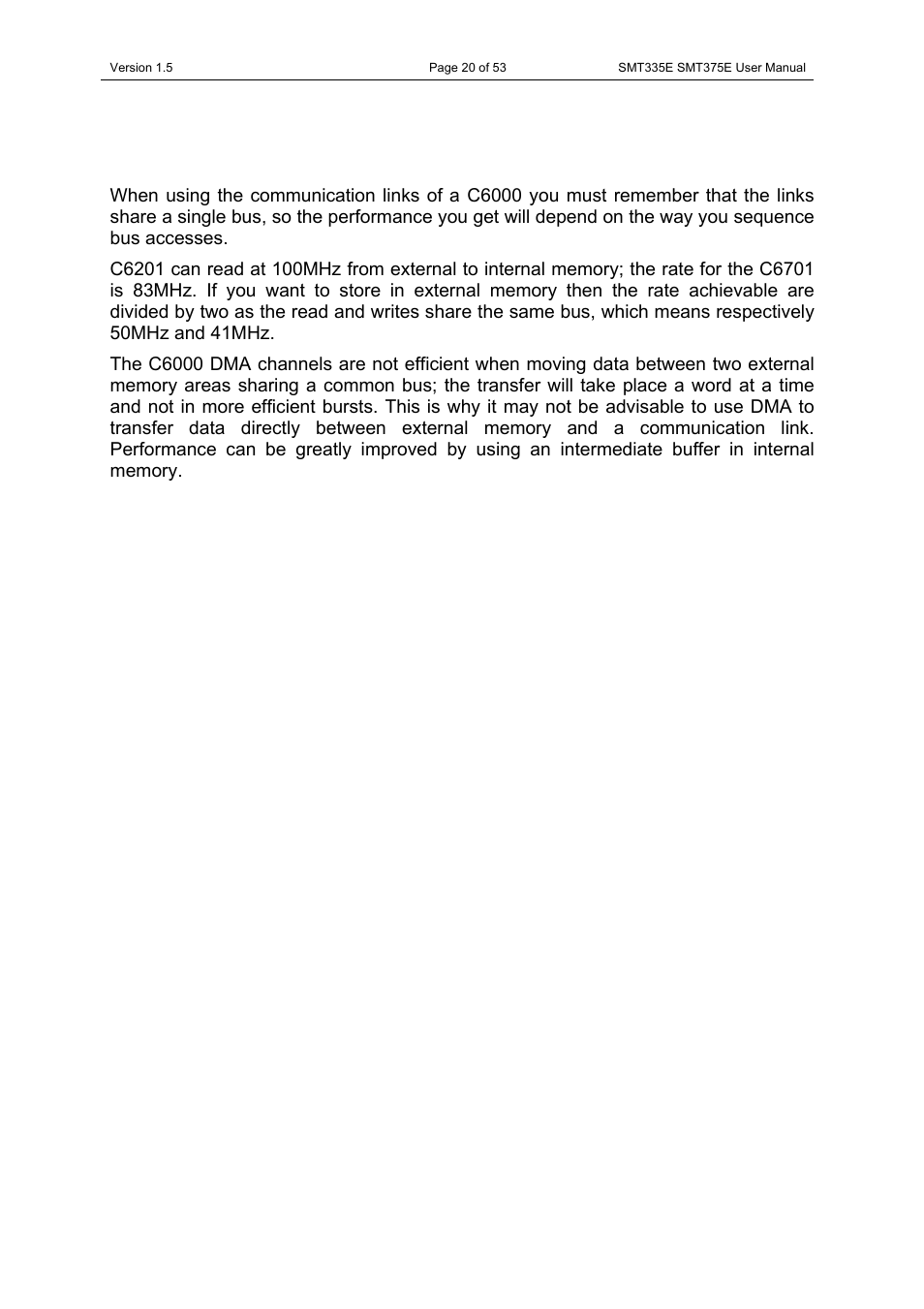 Data rates | Sundance SMT335E User Manual | Page 20 / 53