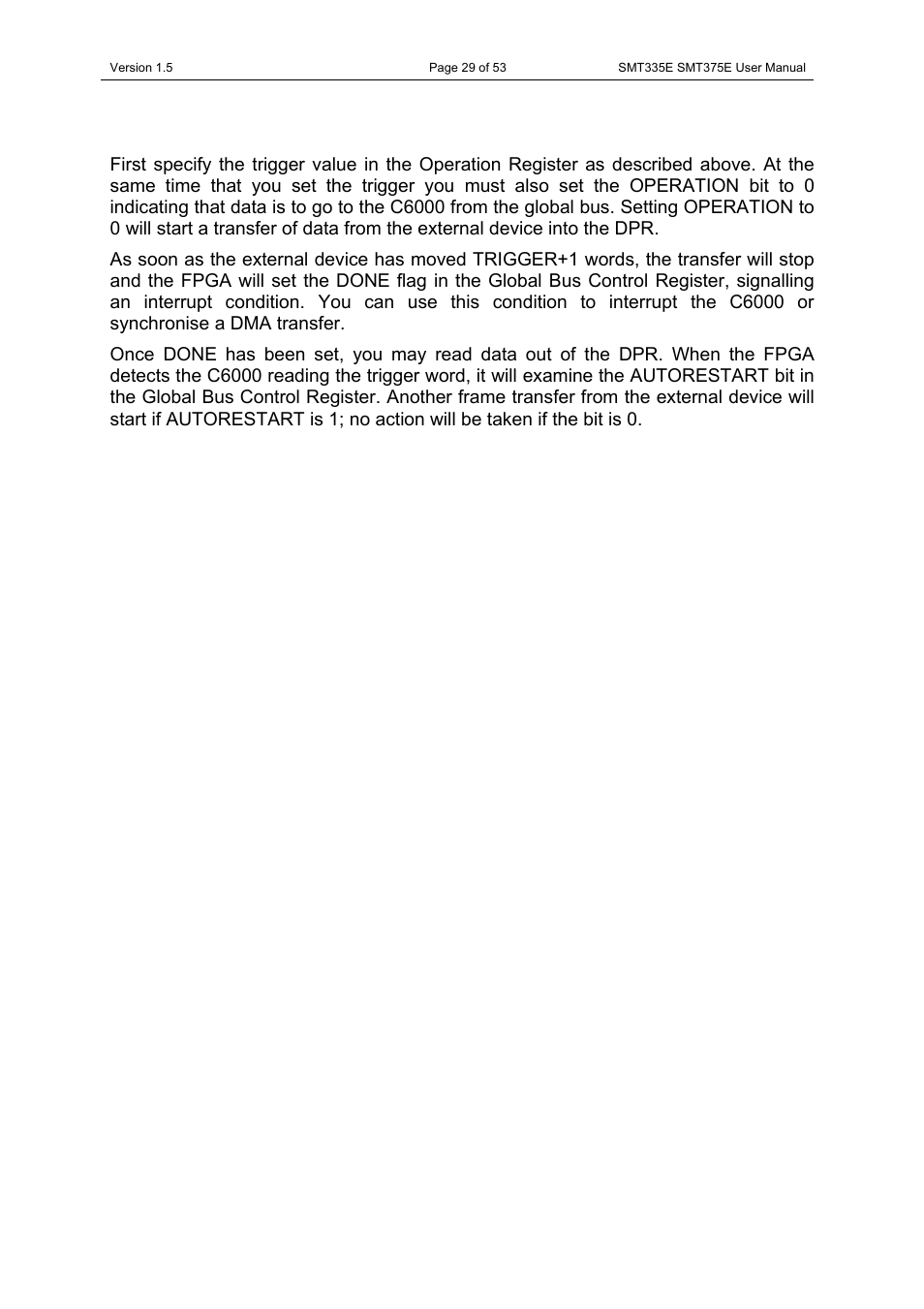 Reading from the global bus | Sundance SMT335E User Manual | Page 29 / 53