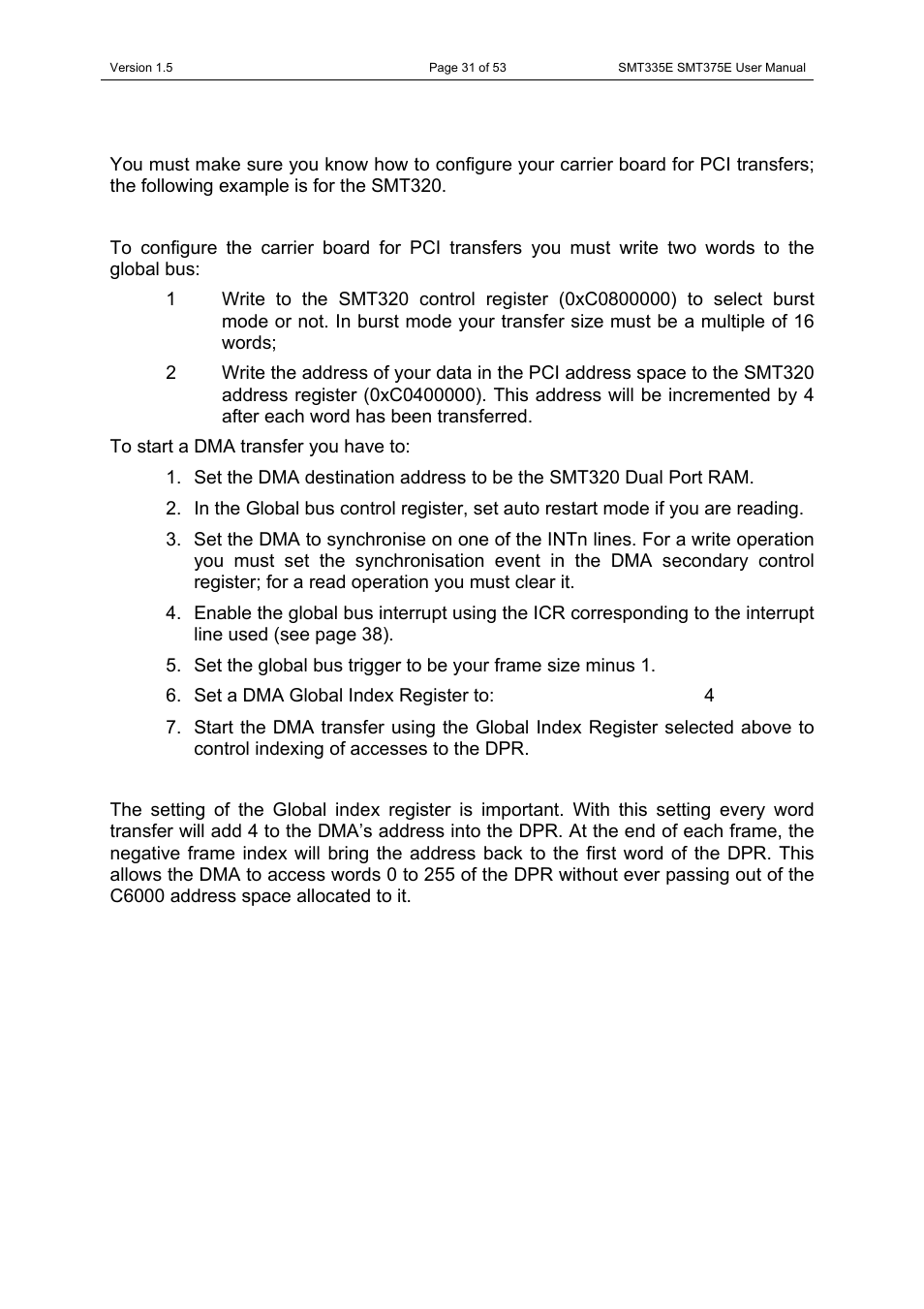 Pci access | Sundance SMT335E User Manual | Page 31 / 53